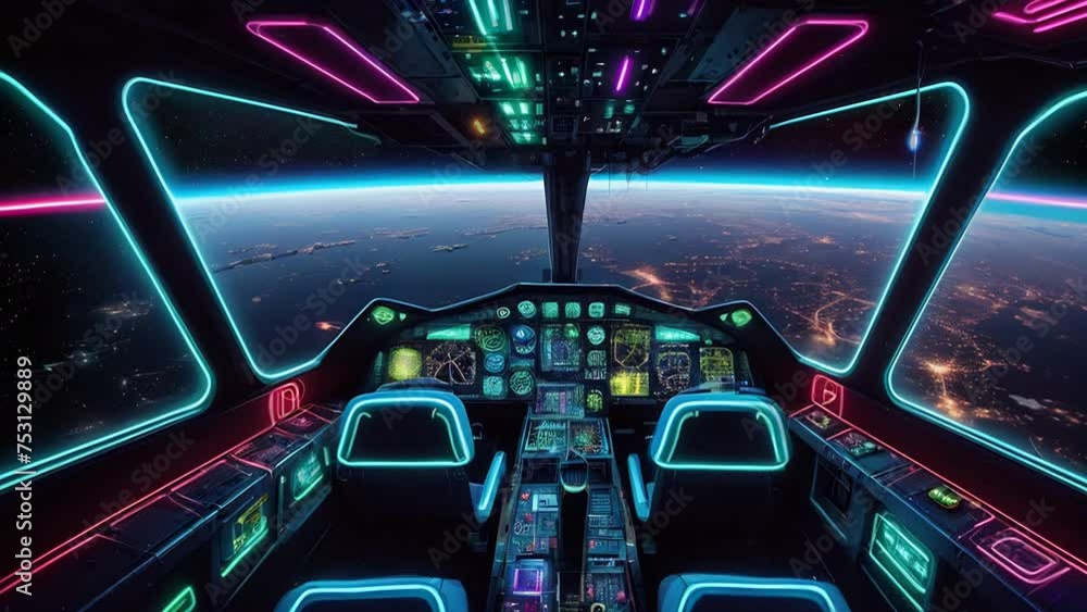 Aufkleber inside view of a space ship flying through the galaxy generative ai