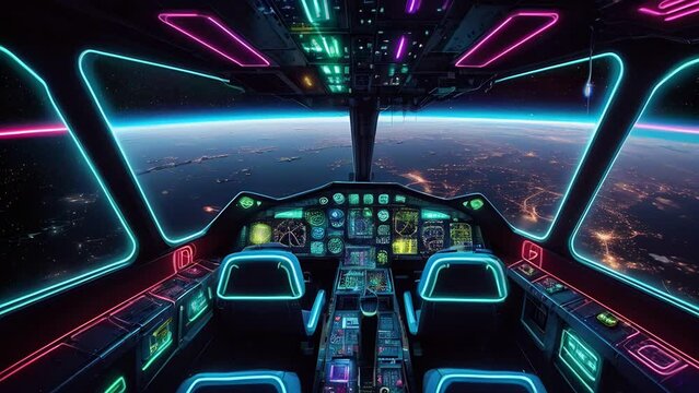 Inside View of a Space Ship Flying Through the Galaxy Generative AI