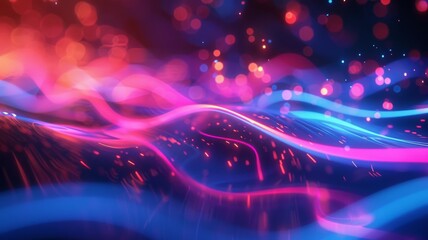Vivid abstract light waves and particles - Mesmerizing abstract pattern of light waves and particles with a magical and ethereal feel