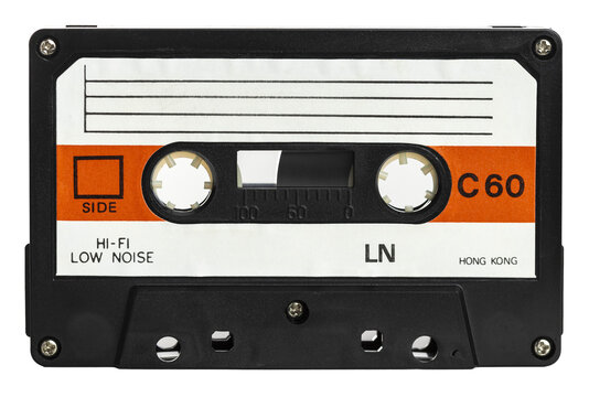 Vintage audio cassette tape isolated on white