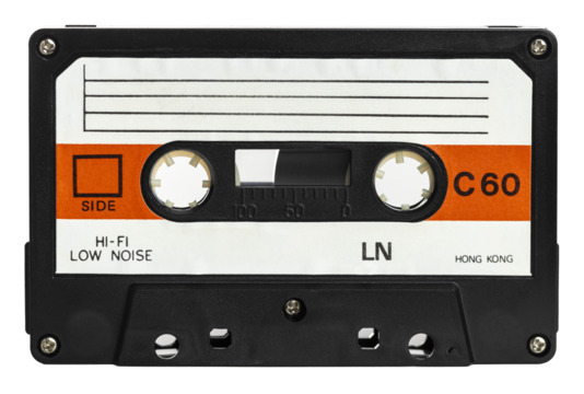 Vintage audio cassette tape isolated on white