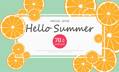 Summer sale banner template. Colorful Summer background layout banners design. Horizontal poster, greeting card, header for website.