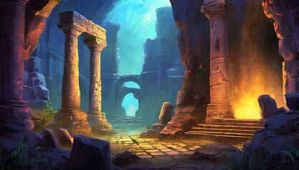 ruins of the temple - obrazy, fototapety, plakaty