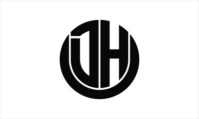 DH initial letter circle icon gaming logo design vector template. batman logo, sports logo, monogram, polygon, war game, symbol, playing logo, abstract, fighting, typography, icon, minimal, wings logo