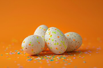 Fototapeta na wymiar easter eggs on an orange background