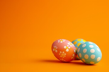 easter eggs on an orange background