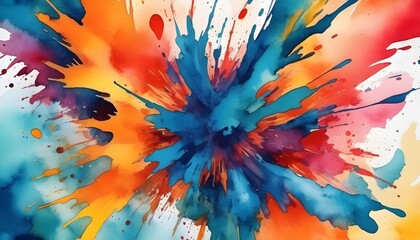 Photo explosive crazy abstraction of bright saturated watercolor colors