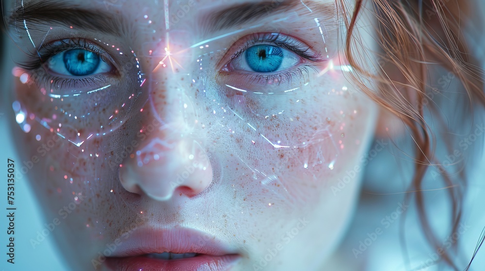 Poster biometric. facial recognition authentication system.