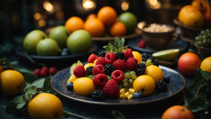 different fruits on a plate generative ai