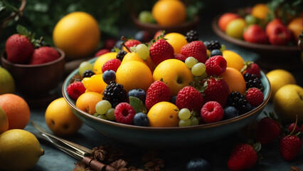 different fruits on a plate generative ai