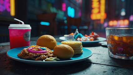 different food decorated on a plate generative ai