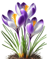 Fototapeta premium Spring crocus flowers isolated on white background.