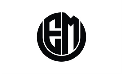 EM initial letter circle icon gaming logo design vector template. batman logo, sports logo, monogram, polygon, war game, symbol, playing logo, abstract, fighting, typography, icon, minimal, wings logo