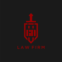 GN initial monogram for law firm with sword and shield logo image