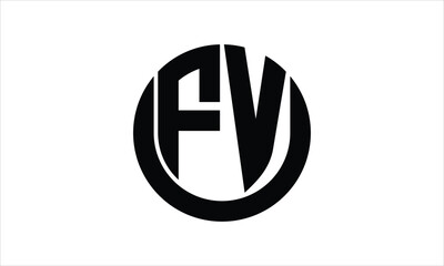 FV initial letter circle icon gaming logo design vector template. batman logo, sports logo, monogram, polygon, war game, symbol, playing logo, abstract, fighting, typography, icon, minimal, wings logo