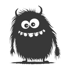 Silhouette cute monster black color only full body