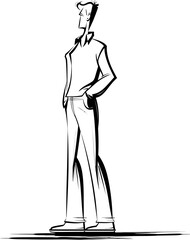 Man in Twilight Dusk s Embrace in Vector Art