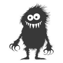 Fototapeta premium Silhouette cute monster black color only full body