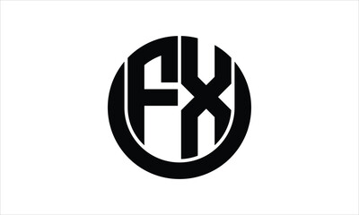 FX initial letter circle icon gaming logo design vector template. batman logo, sports logo, monogram, polygon, war game, symbol, playing logo, abstract, fighting, typography, icon, minimal, wings logo