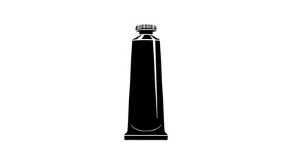 Tube with oil paint, black isolated silhouette