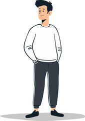 Man and Cityscape Urban Landscape in Vector Graphics