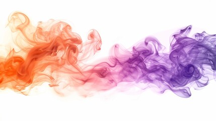 Dynamic interaction of orange and purple smoke, billowing clouds originating from a single source, orange smoke on the left, purple smoke on the right, blending in the middle, dense silky texture - obrazy, fototapety, plakaty