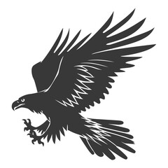 Obraz premium Silhouette eagle animal fly black color only full body