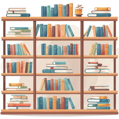 bookshelf full of various books in different colors and sizes