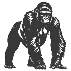 Silhouette gorilla animal black color only full body