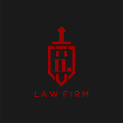 IL initial monogram for law firm with sword and shield logo image