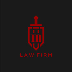 IQ initial monogram for law firm with sword and shield logo image