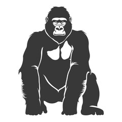 Fototapeta premium Silhouette gorilla animal black color only full body