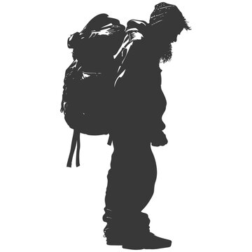 recommend clip art: Silhouette homeless black color only full body