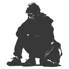 Silhouette homeless black color only full body