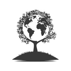 Silhouette illustration for celebrating international earth day black color only