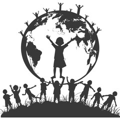 Silhouette illustration for celebrating international earth day black color only