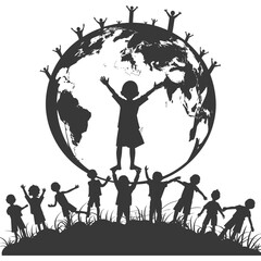 Obraz na płótnie Canvas Silhouette illustration for celebrating international earth day black color only