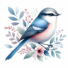 songbird bird watercolor style image with white background