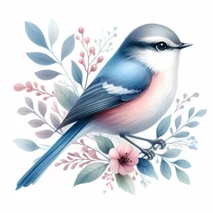 Selbstklebende Fototapeten songbird bird watercolor style image with white background © XIAOBING