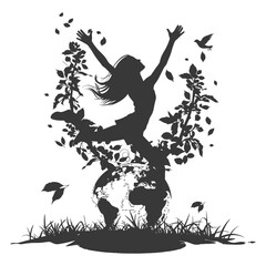 Silhouette illustration for celebrating international earth day black color only