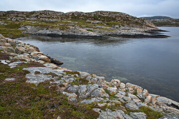 Fototapeta na wymiar Coast at Kobbevikbukta in Norway, Europe 