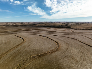 Naklejka premium Terraced Farm Field To Prevent Soil Erosion