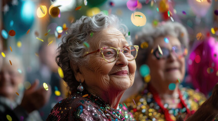 Elderly people celebrate their birthday.