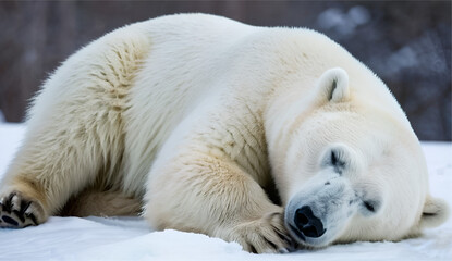 A young male polar bear (Ursus maritimus) sleeping 