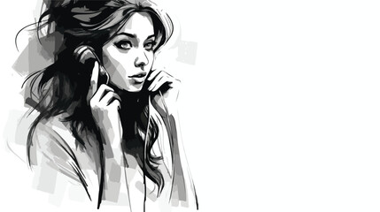 Art illustration of a woman talking on the telephone