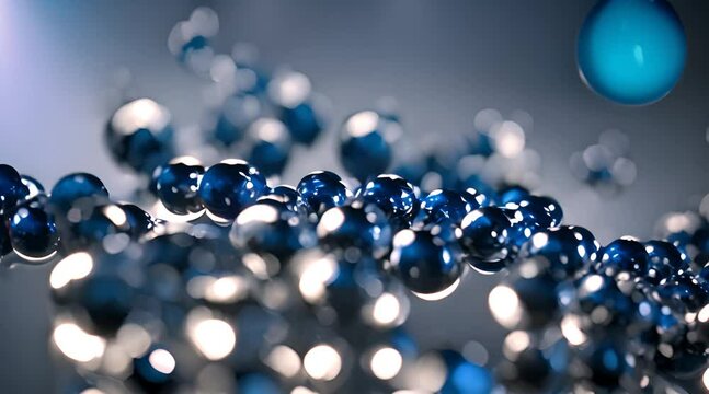 yaluronic acid molecules. Hydrated chemicals, molecular structure and blue spherical molecule