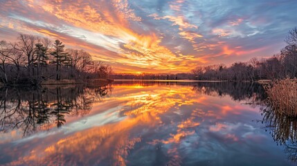 Obraz premium sunset over the river