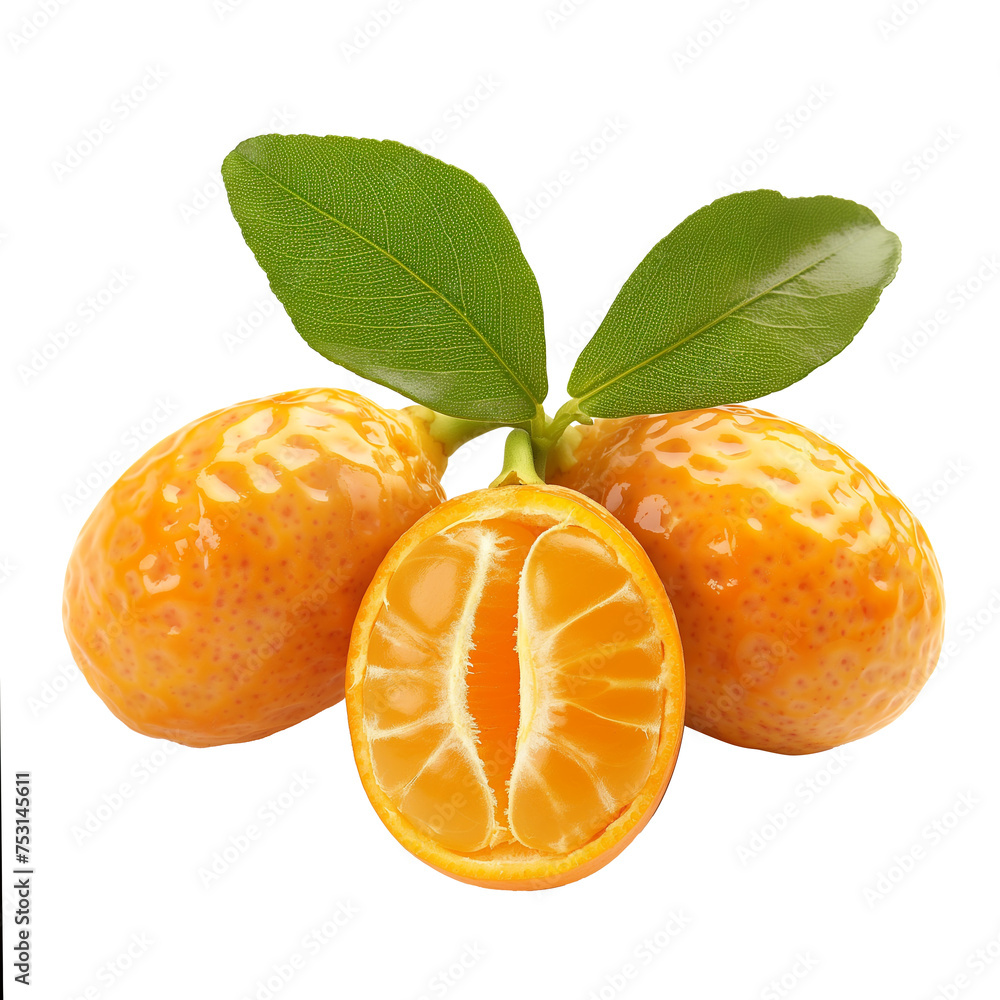 Wall mural kumquat sweet fruits on white background - Wall murals