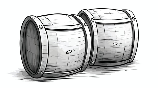 Art illustration of barrels in black and white freeh