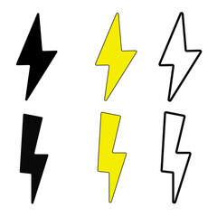Lightning vector icons.
Black, yellow, outline icons.
Lightning for the site